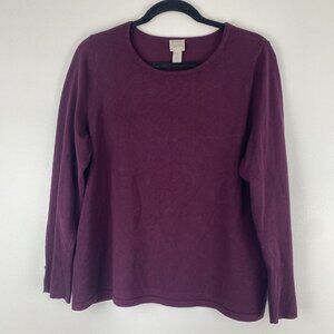 Chico's Women's Pullover Sweater Size 2 US L Maroon Rayon Blend Round Neck